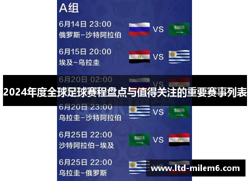 2024年度全球足球赛程盘点与值得关注的重要赛事列表